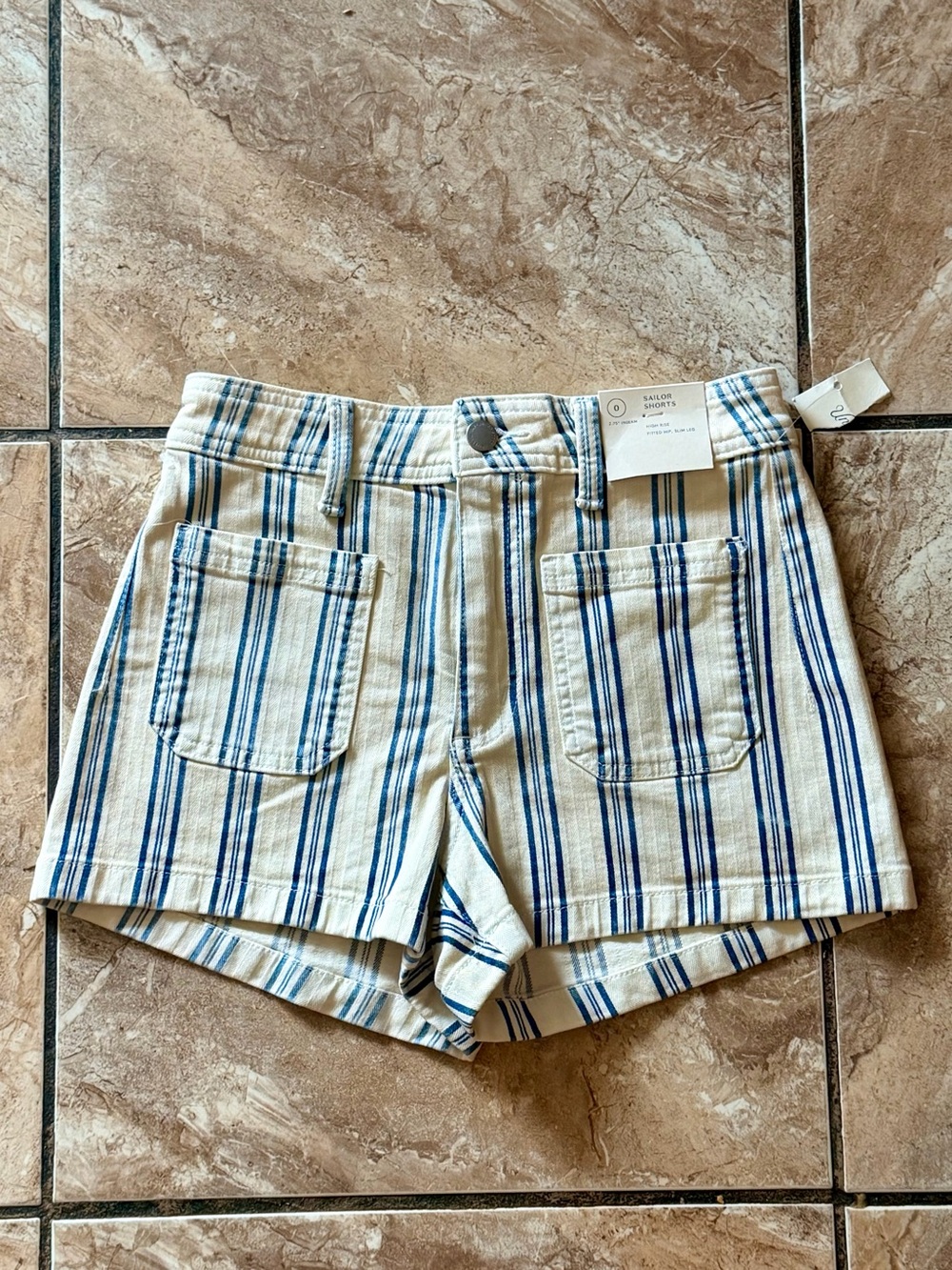 Universal Thread High-Rise Sailor Shorts with Blue Stripes